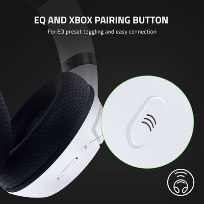 Kaira Wireless Gaming Headset for Xbox Series X|S, Xbox One: Triforce Titanium 50Mm Drivers - Cardioid Mic - Breathable Memory Foam Ear Cushions - EQ Pairing Button - Windows Sonic - White