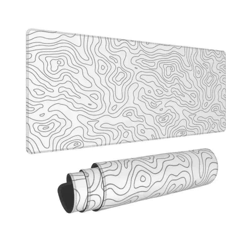 Wrist rest with topographic pattern and rolled-up version on a white background