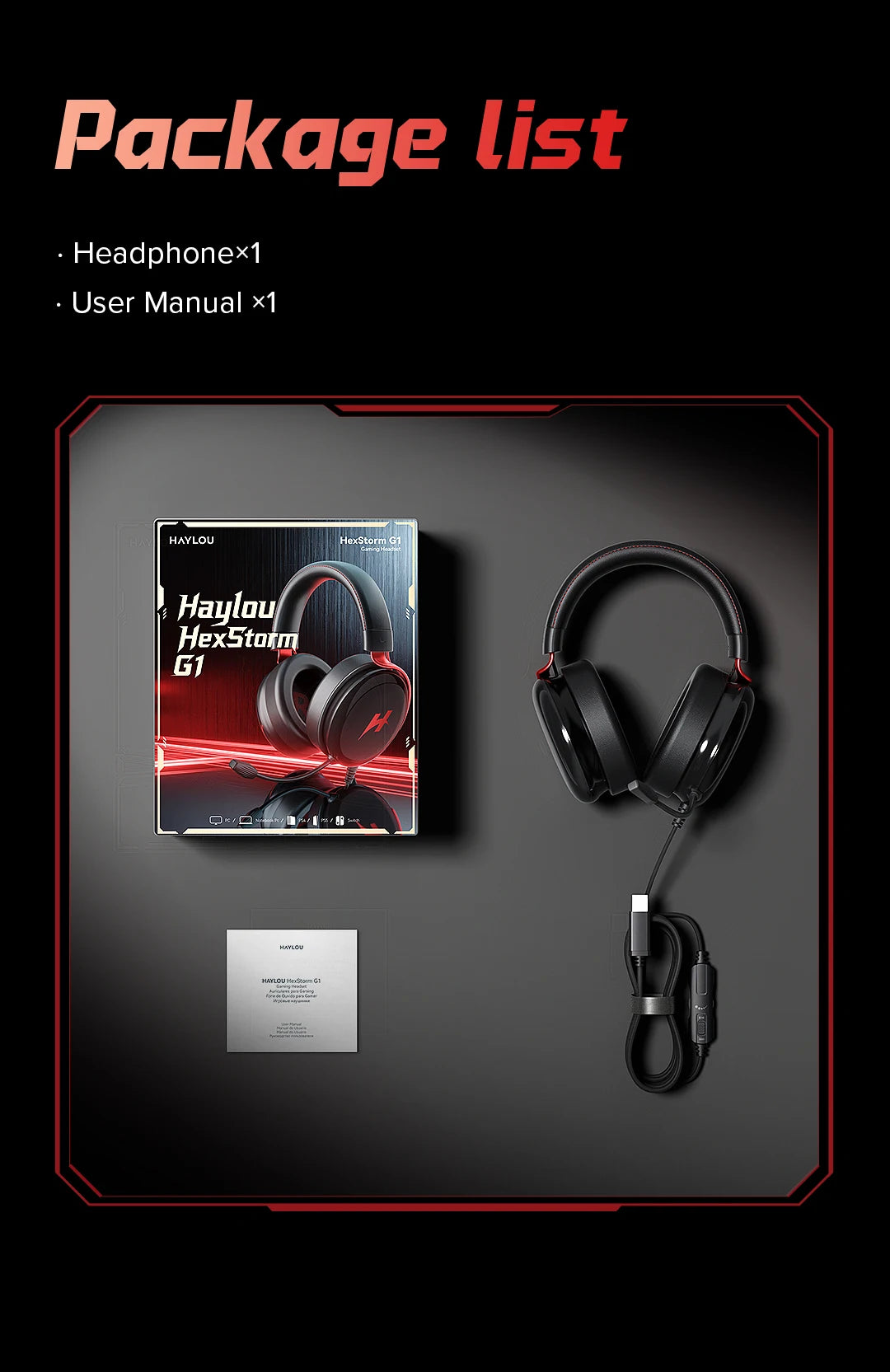 HAYLOU Gaming Headset with Microphone — Surround Sound, Noise Cancelling, RGB