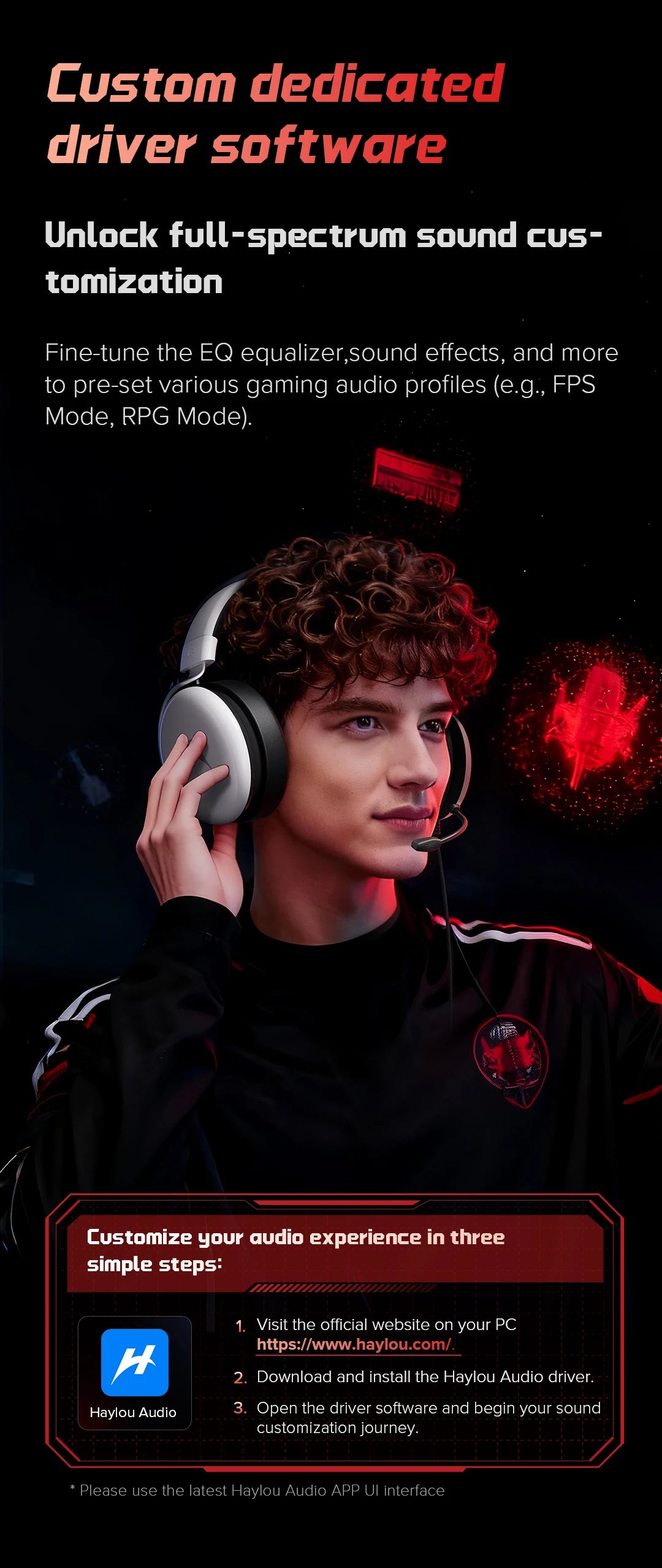 HAYLOU Gaming Headset with Microphone — Surround Sound, Noise Cancelling, RGB