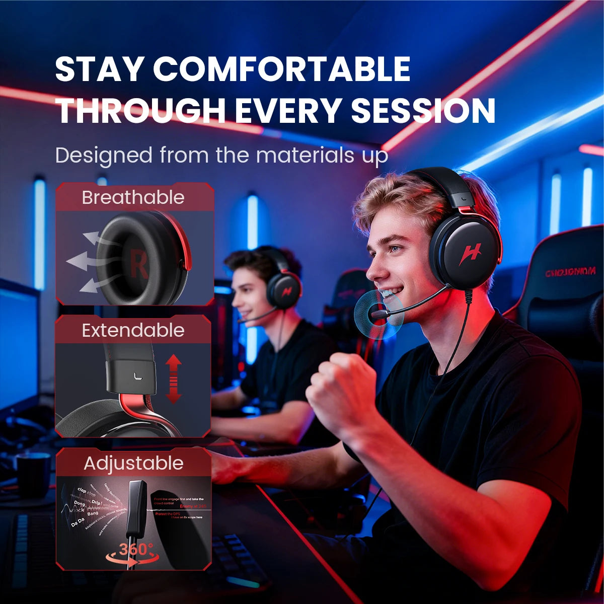 HAYLOU Gaming Headset with Microphone — Surround Sound, Noise Cancelling, RGB