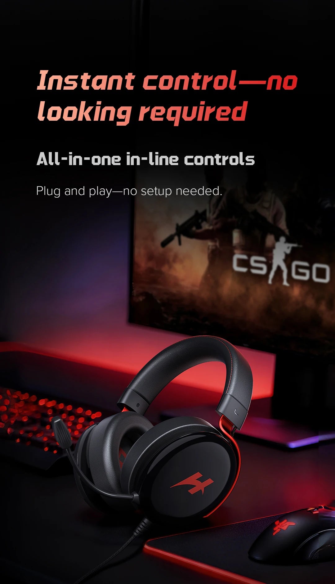 HAYLOU Gaming Headset with Microphone — Surround Sound, Noise Cancelling, RGB