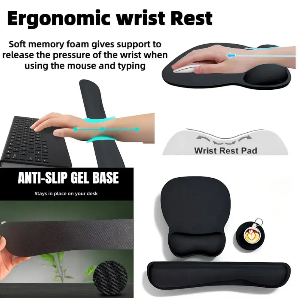 Stop Wrist Pain While Gaming or Working – 3-Piece Ergonomic Memory Foam Set