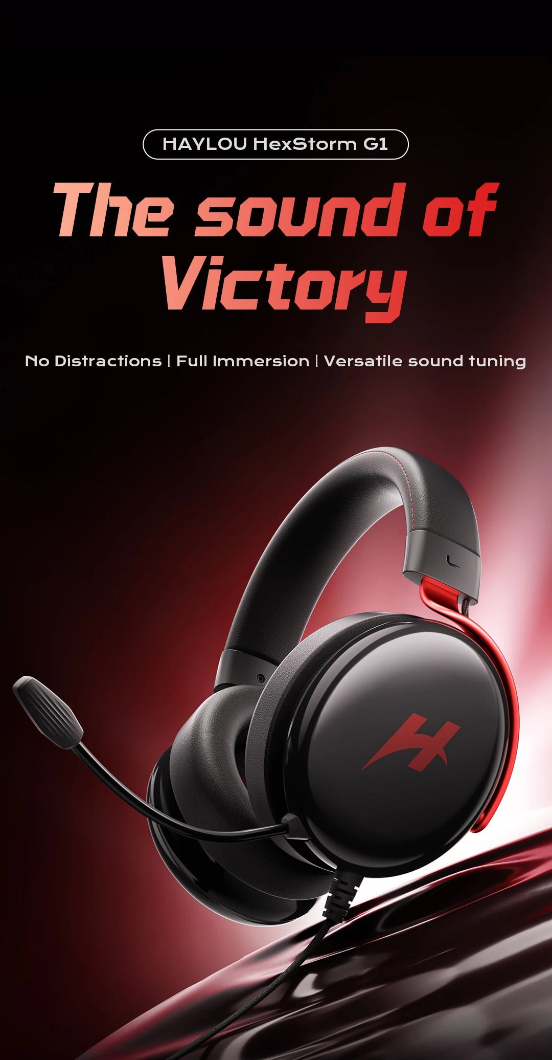 HAYLOU Gaming Headset with Microphone — Surround Sound, Noise Cancelling, RGB