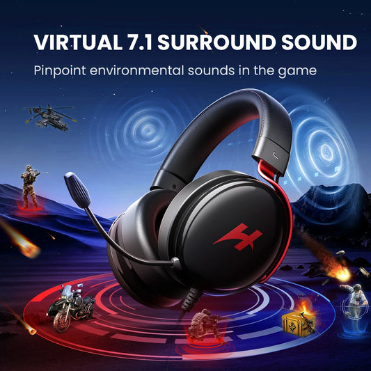 HAYLOU Gaming Headset with Microphone — Surround Sound, Noise Cancelling, RGB