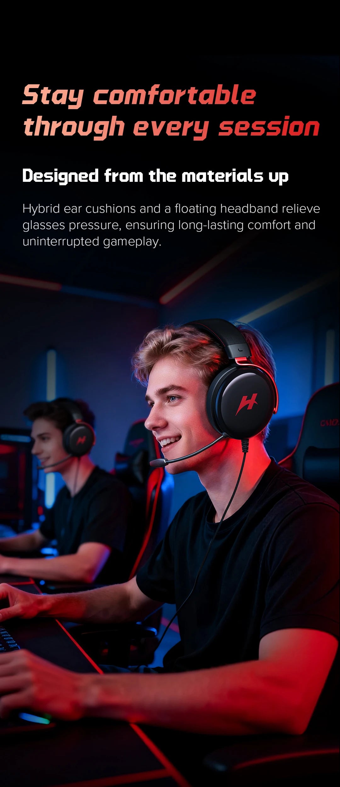 HAYLOU Gaming Headset with Microphone — Surround Sound, Noise Cancelling, RGB