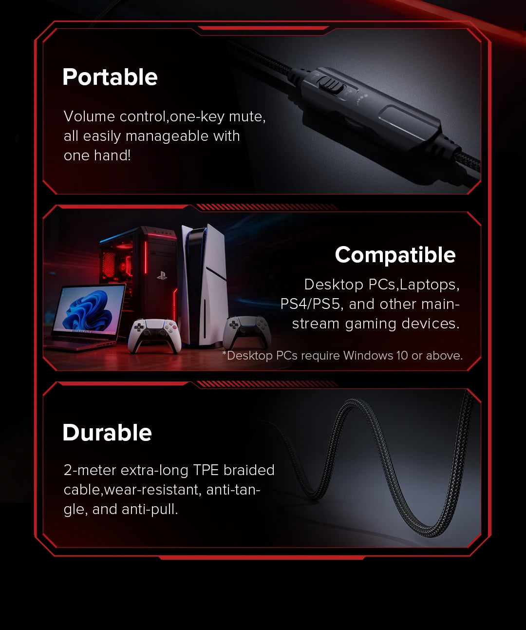 HAYLOU Gaming Headset with Microphone — Surround Sound, Noise Cancelling, RGB