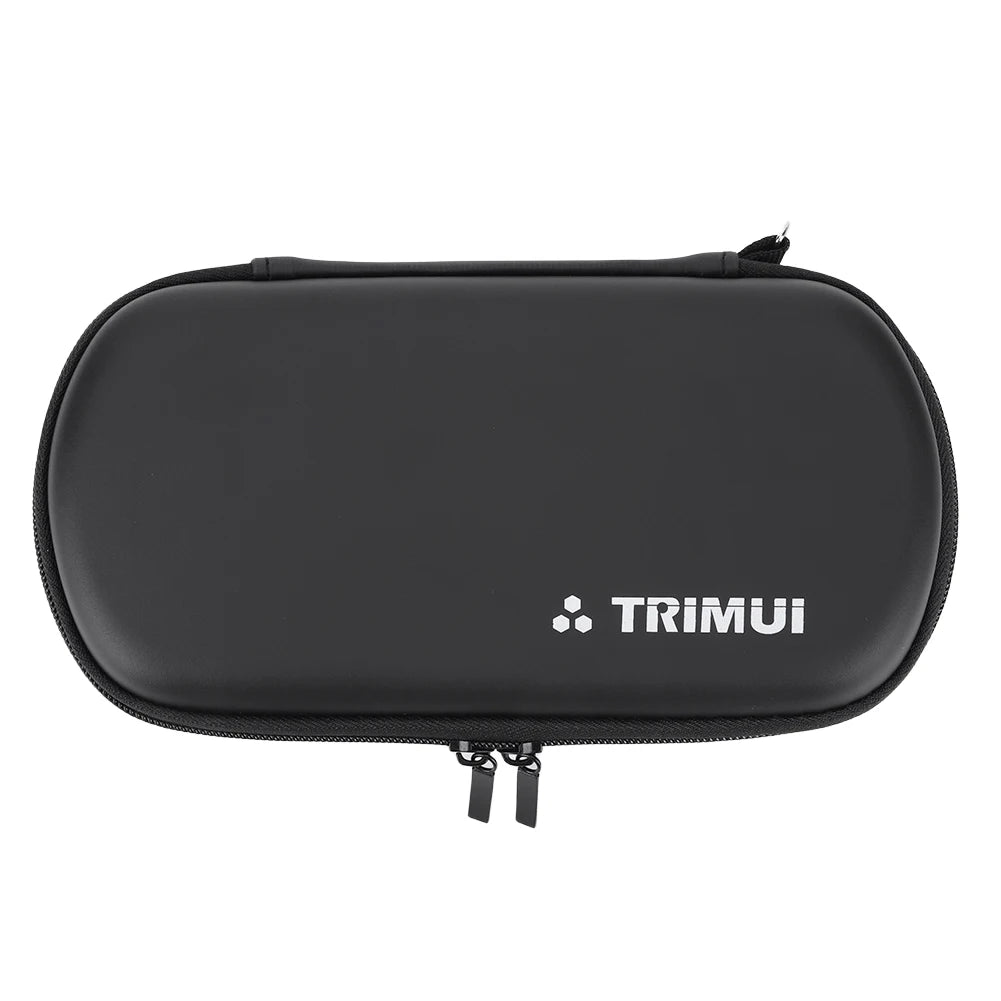 Black travel case with Trimui logo on a white background