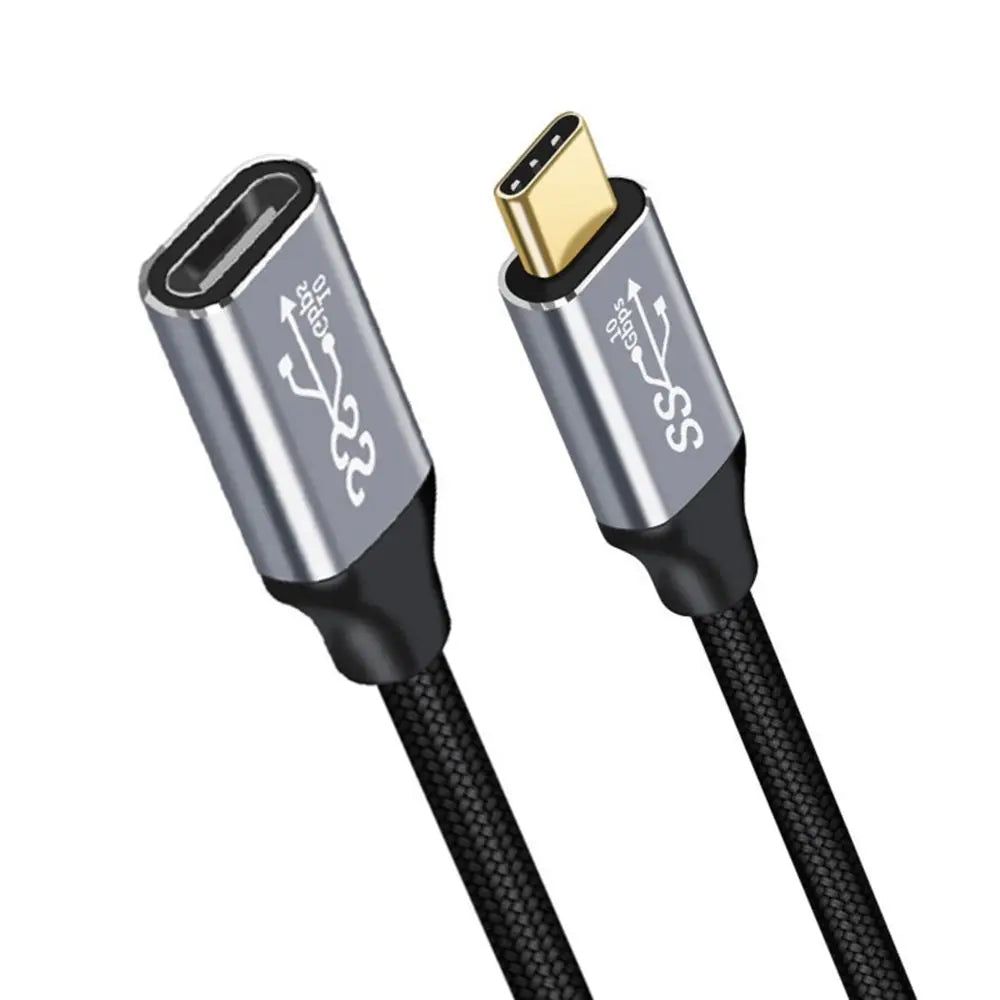 USB-C cable with metallic connectors on a white background